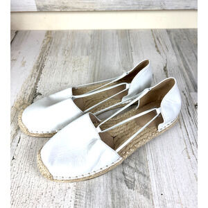 Eileen Fisher Womens 6 White Leather Lee Stretch Espadrille Slip On Sandals NEW